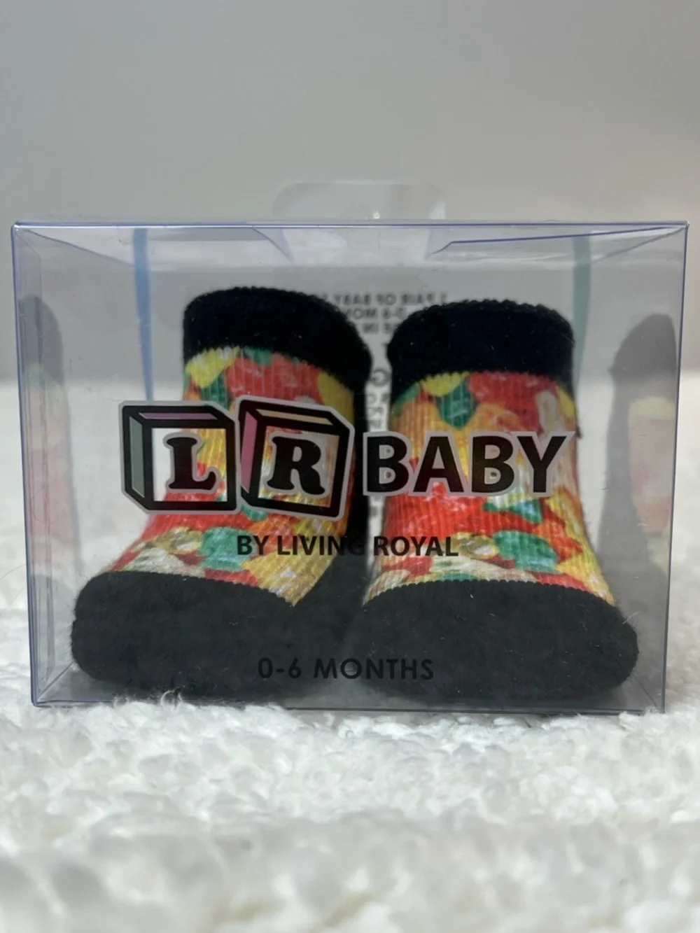 Living Royal Baby Infant Socks Black & Multicolor Ages 0-6 Months